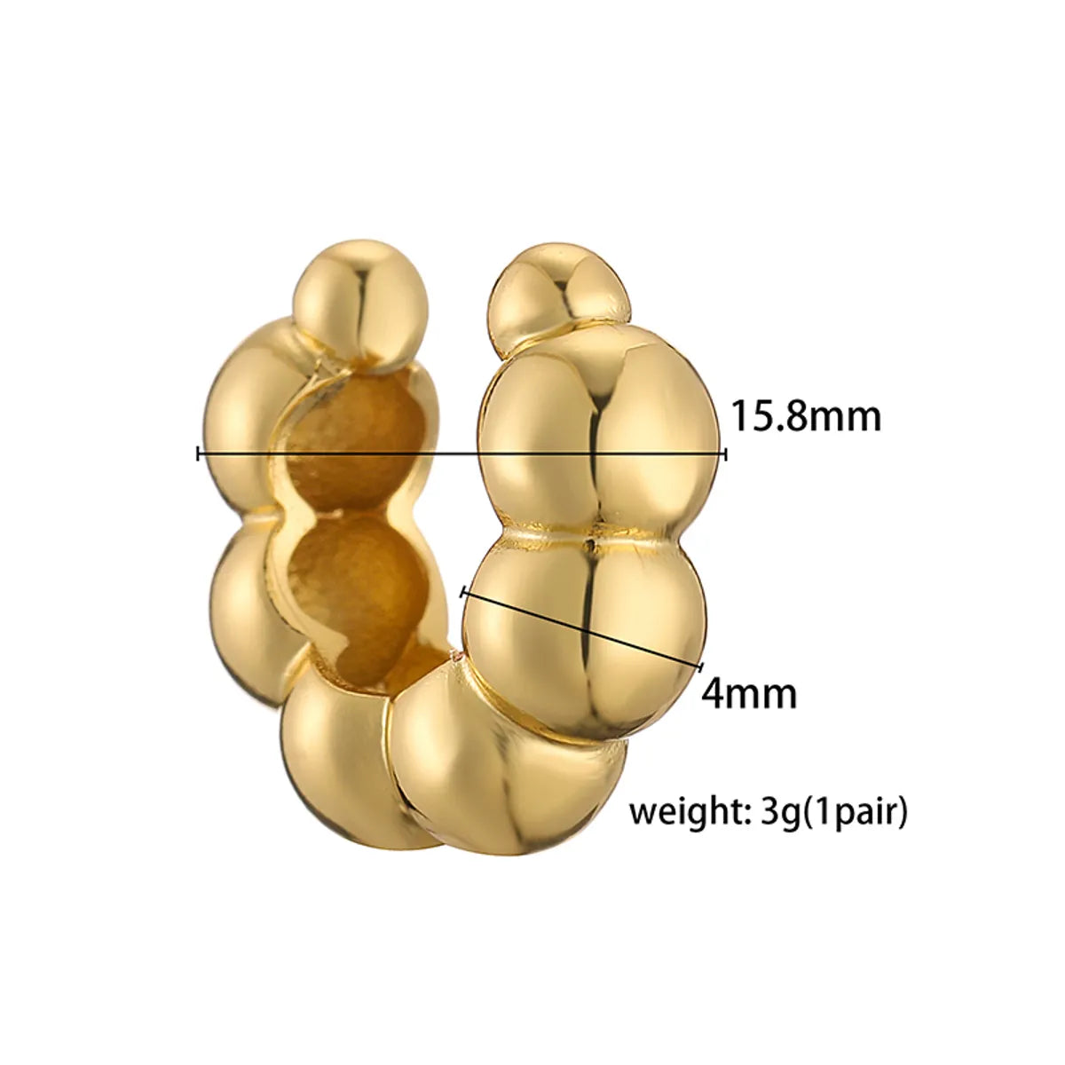 1 Pair Casual Vintage Style Twist Plating Braid Copper 18k Gold Plated Ear Cuffs