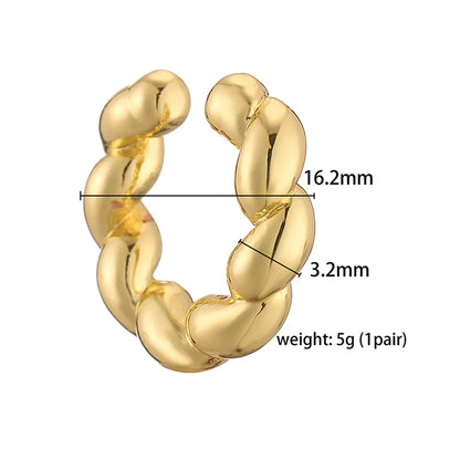 1 Pair Casual Vintage Style Twist Plating Braid Copper 18k Gold Plated Ear Cuffs