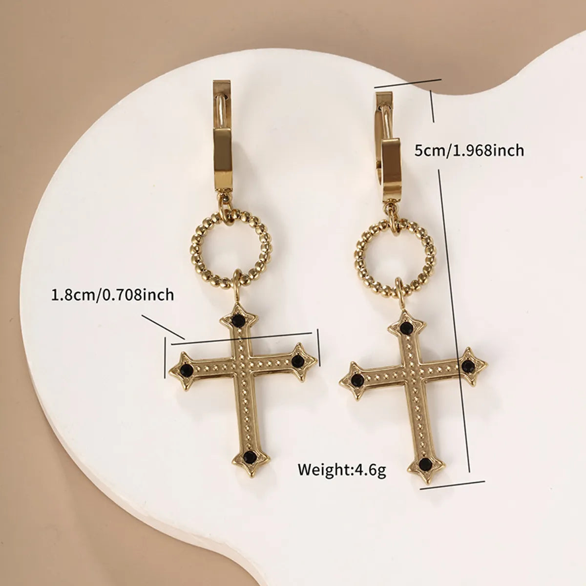 1 Pair Casual XUPING Cross Plating 304 Stainless Steel 18K Gold Plated Drop Earrings