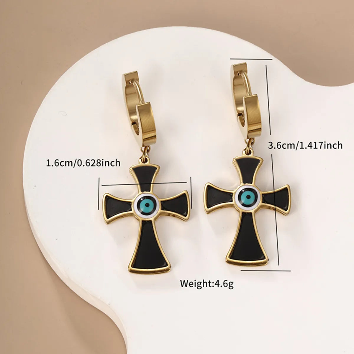 1 Pair Casual XUPING Cross Plating 304 Stainless Steel 18K Gold Plated Drop Earrings