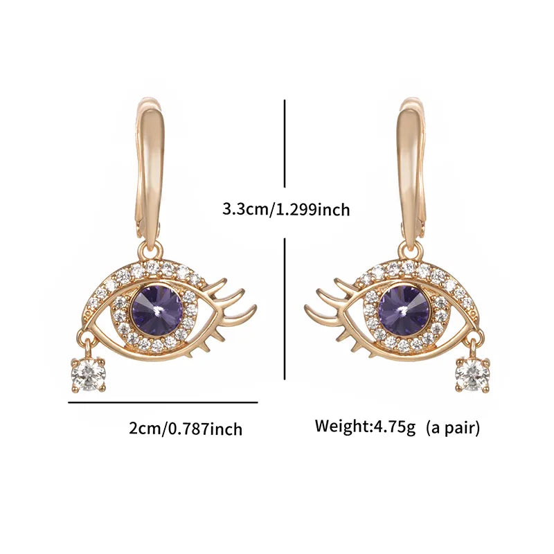 1 Pair Casual XUPING Eye Inlay Copper Artificial Gemstones Artificial Crystal 18K Gold Plated Drop Earrings