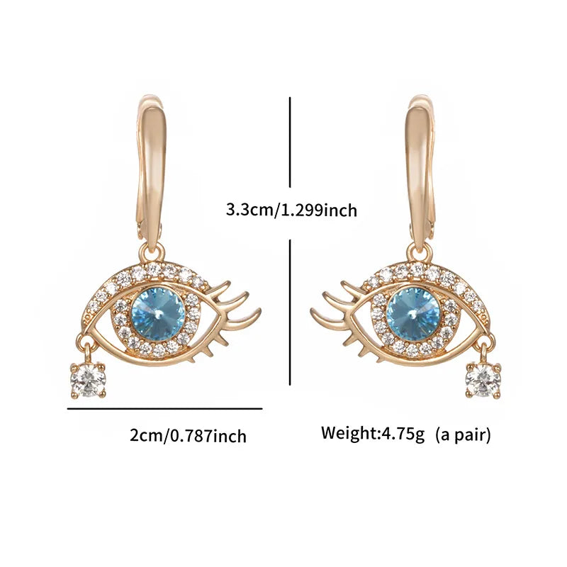 1 Pair Casual XUPING Eye Inlay Copper Artificial Gemstones Artificial Crystal 18K Gold Plated Drop Earrings