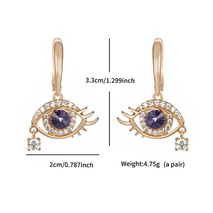 1 Pair Casual XUPING Eye Inlay Copper Artificial Gemstones Artificial Crystal 18K Gold Plated Drop Earrings