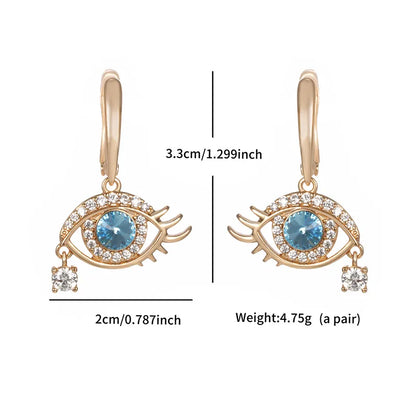 1 Pair Casual XUPING Eye Inlay Copper Artificial Gemstones Artificial Crystal 18K Gold Plated Drop Earrings