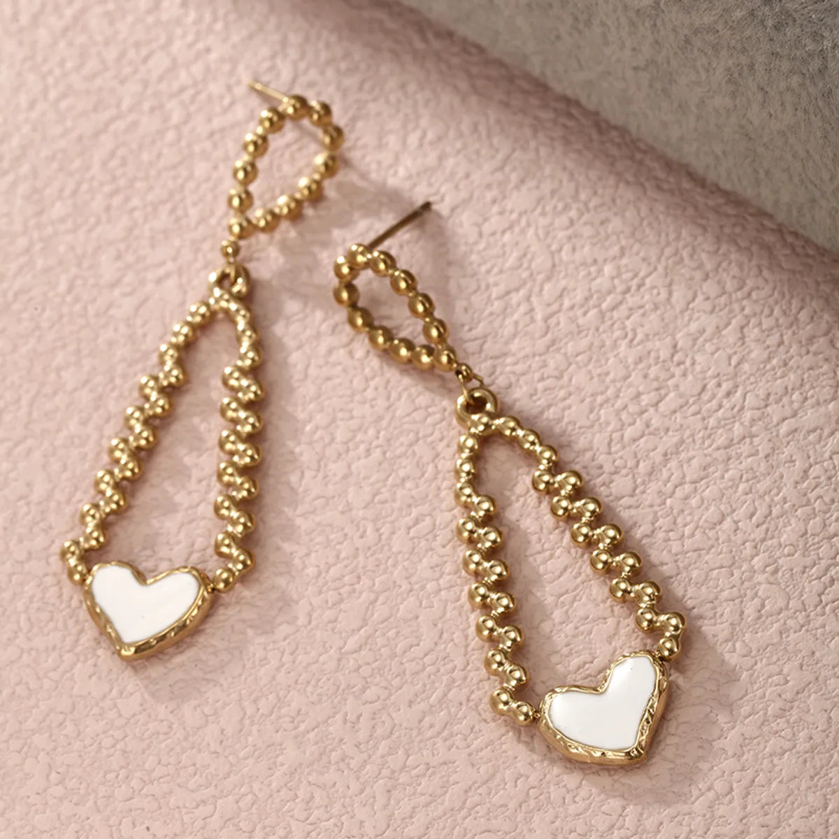 1 Pair Casual Xuping Geometric Heart Shape Pearl Plating Inlay Stainless Steel Artificial Gemstones Zircon 14k Gold Plated Drop Earrings