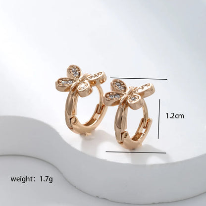 1 Pair Casual Xuping Simple Style Butterfly Plating Inlay Copper Alloy Artificial Diamond 18k Gold Plated White Gold Plated Hoop Earrings