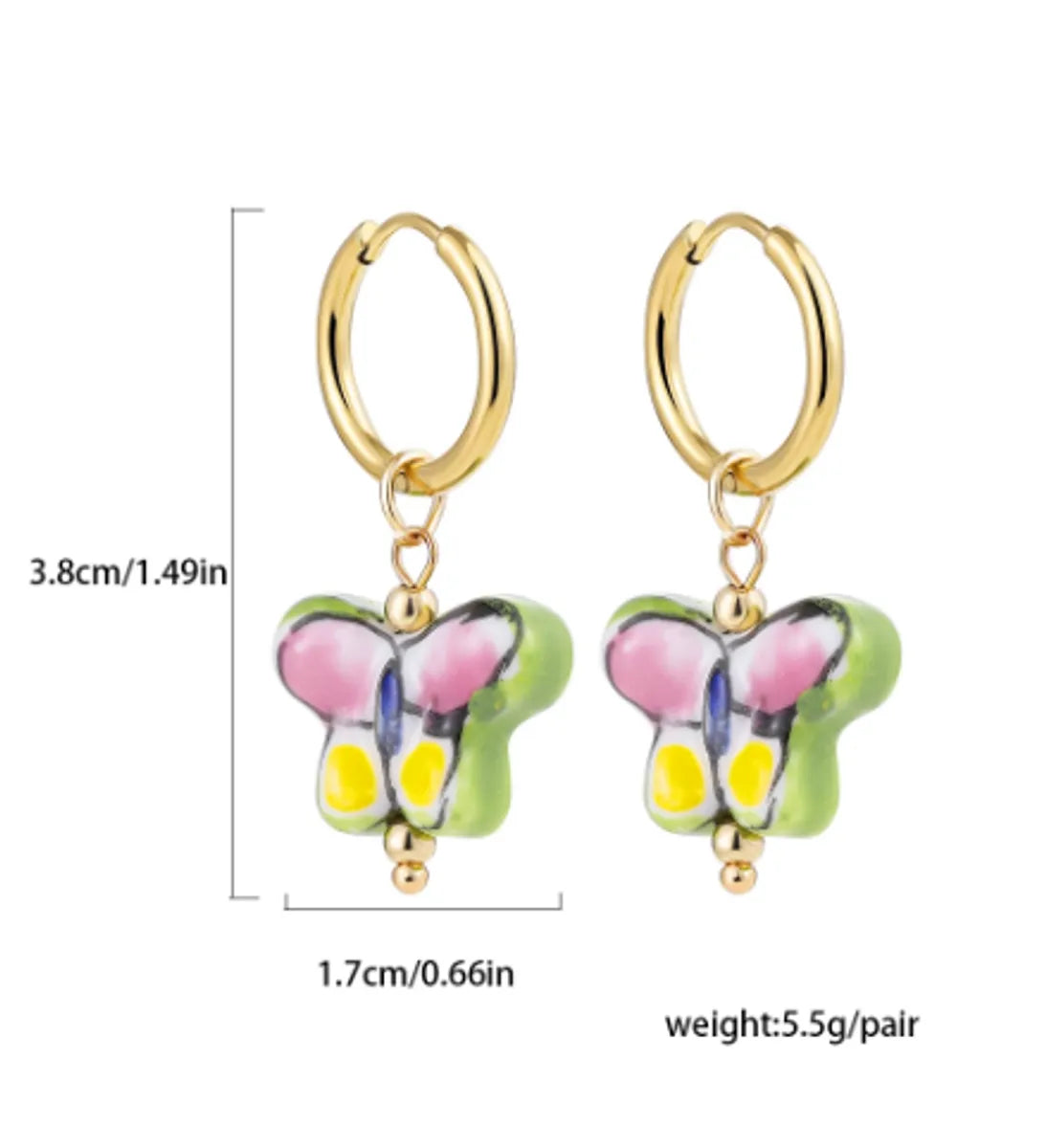 1 Pair Chinoiserie Sweet Classic Style Flower Strawberry Butterfly Copper Drop Earrings