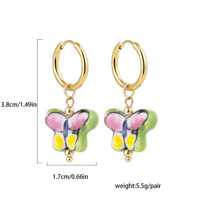 1 Pair Chinoiserie Sweet Classic Style Flower Strawberry Butterfly Copper Drop Earrings