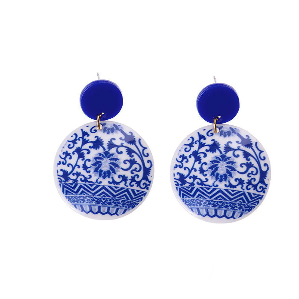 1 Pair Chinoiserie U Shape Round Water Droplets Arylic Drop Earrings