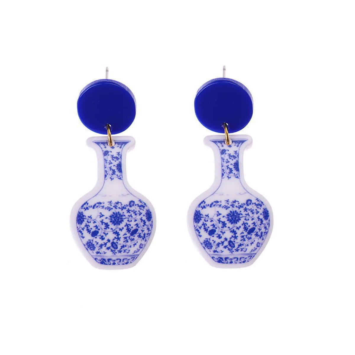 1 Pair Chinoiserie U Shape Round Water Droplets Arylic Drop Earrings