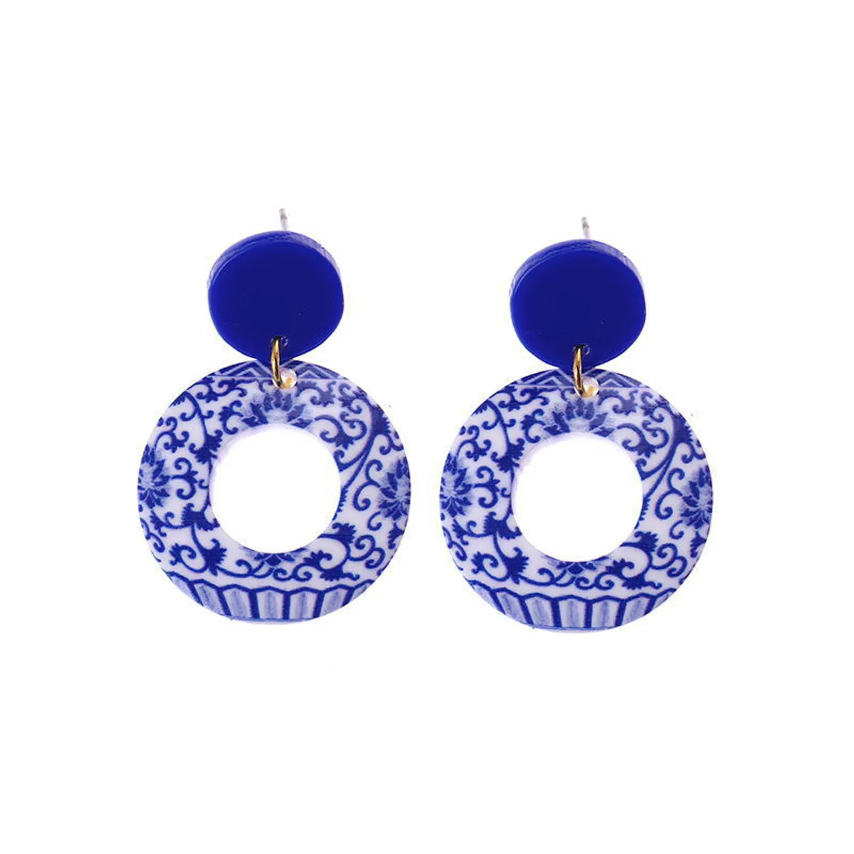 1 Pair Chinoiserie U Shape Round Water Droplets Arylic Drop Earrings