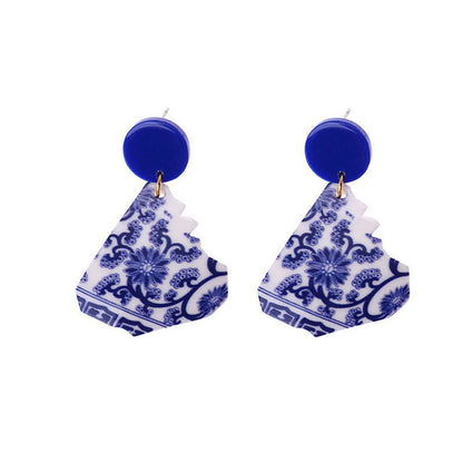 1 Pair Chinoiserie U Shape Round Water Droplets Arylic Drop Earrings