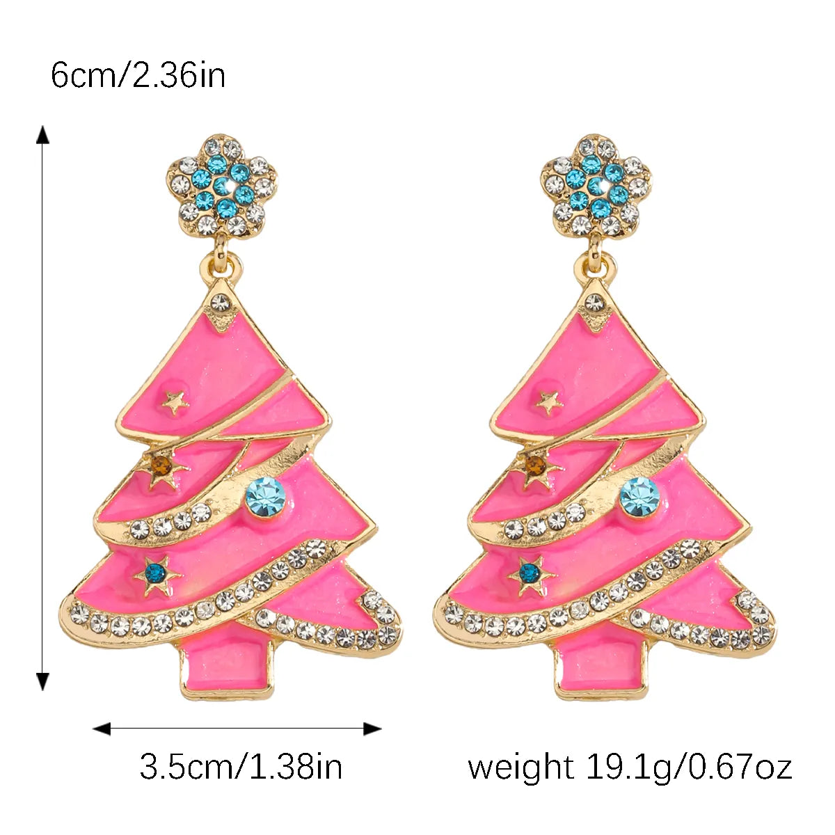 1 Pair Christmas Christmas Tree Inlay Zinc Alloy Artificial Diamond Drop Earrings