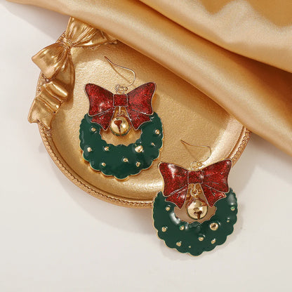 1 Pair Christmas Modern Style Sweet Bow Knot Alloy Drop Earrings