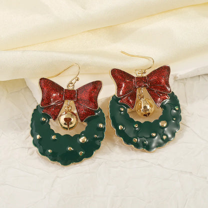 1 Pair Christmas Modern Style Sweet Bow Knot Alloy Drop Earrings