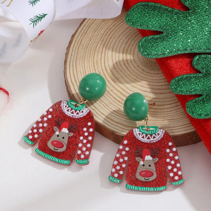 1 Pair Christmas Retro Santa Claus Arylic Drop Earrings