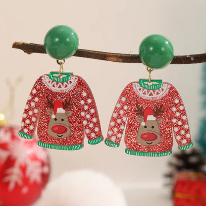 1 Pair Christmas Retro Santa Claus Arylic Drop Earrings