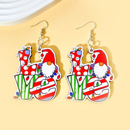 1 Pair Christmas Streetwear Animal Santa Claus Snowflake Wood Drop Earrings