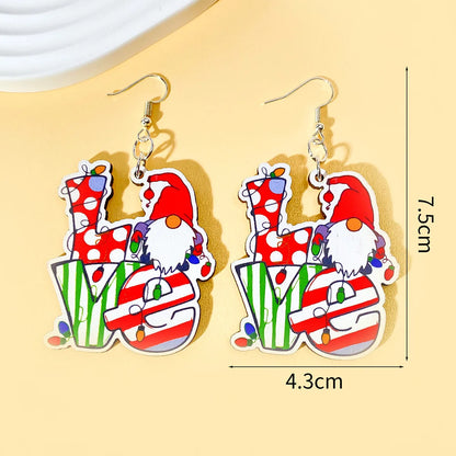 1 Pair Christmas Streetwear Animal Santa Claus Snowflake Wood Drop Earrings