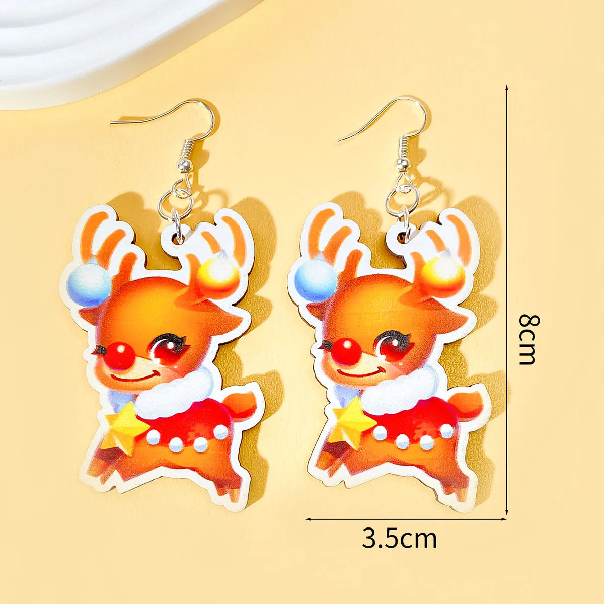 1 Pair Christmas Streetwear Animal Santa Claus Snowflake Wood Drop Earrings