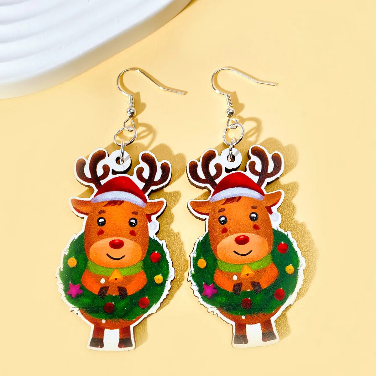 1 Pair Christmas Streetwear Animal Santa Claus Snowflake Wood Drop Earrings