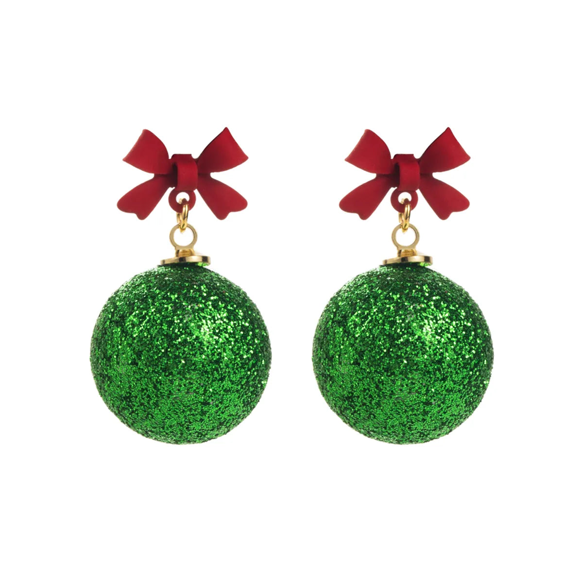 1 Pair Christmas Streetwear Ball Bow Knot Alloy Drop Earrings