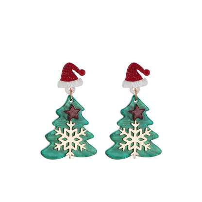 1 Pair Christmas Tree Arylic Drop Earrings