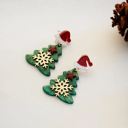 1 Pair Christmas Tree Arylic Drop Earrings