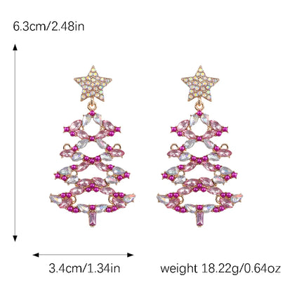 1 Pair Christmas Vacation Simple Style Christmas Tree Plating Inlay Alloy Artificial Gemstones Gold Plated Silver Plated Drop Earrings