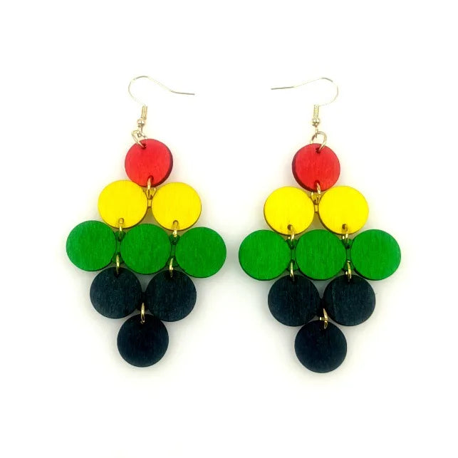 1 Pair Classic Style African Style Round Rhombus Wood Drop Earrings