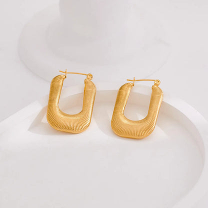 1 Pair Classic Style Artistic U Shape Plating 304 Stainless Steel 18K Gold Plated Earrings