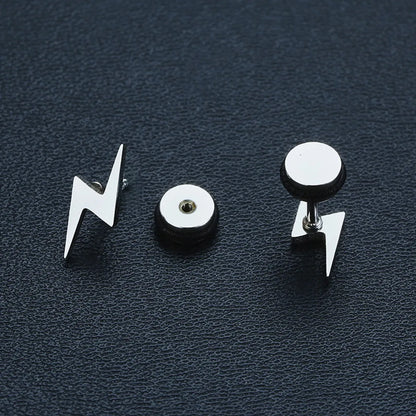 1 Pair Classic Style British Style Lightning Plating 304 Stainless Steel Black Plated Ear Studs