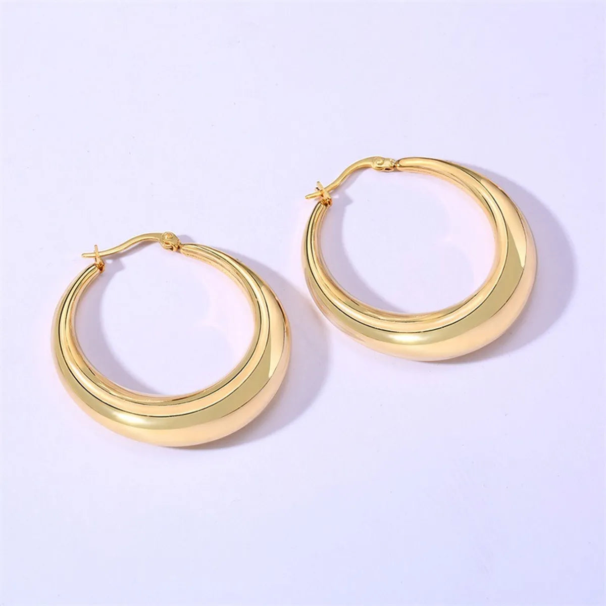 1 Pair Classic Style C Shape Plating Stainless Steel Earrings