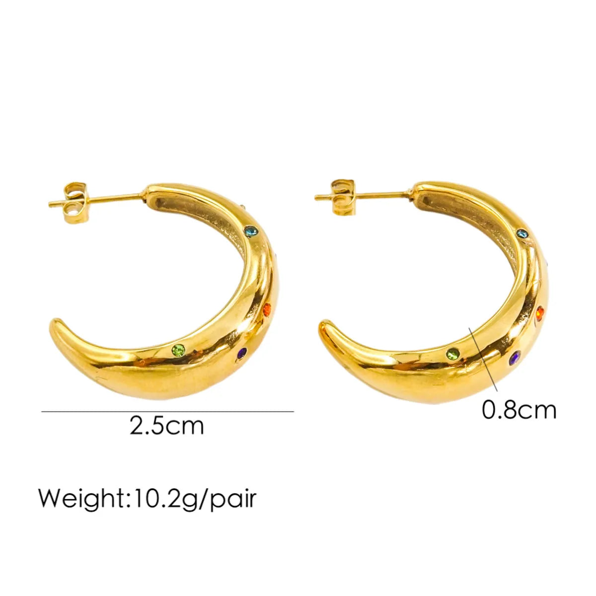 1 Pair Classic Style C Shape Plating Stainless Steel Earrings