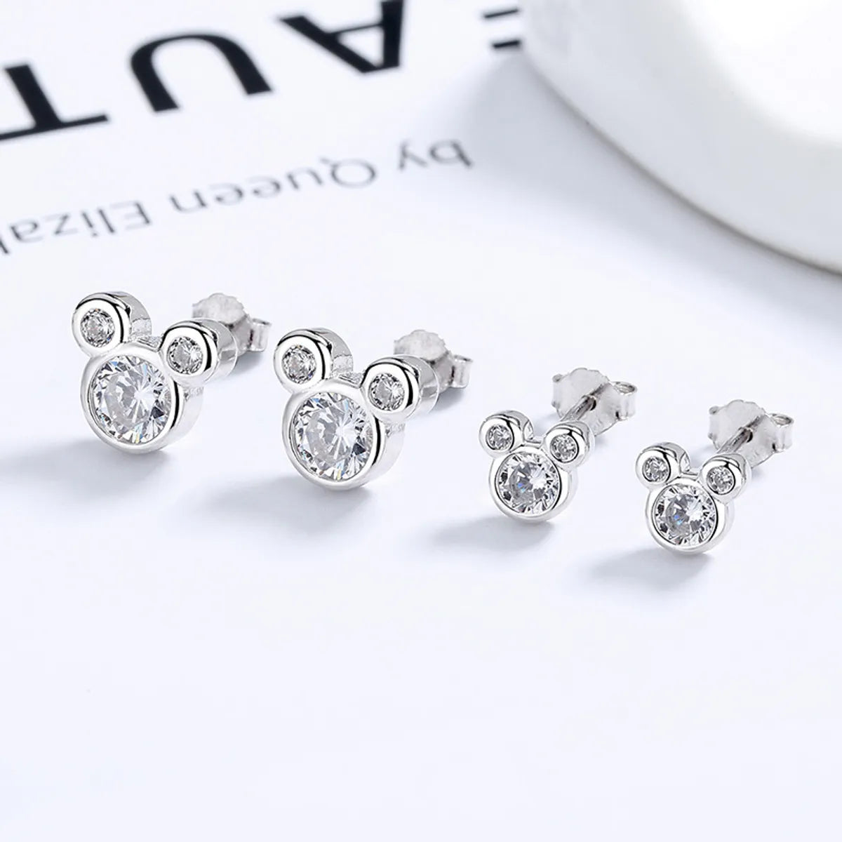 1 Pair Classic Style Cartoon Plating Inlay Sterling Silver Zircon Ear Studs