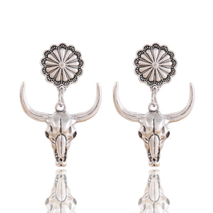 1 Pair Classic Style Cattle Alloy Drop Earrings