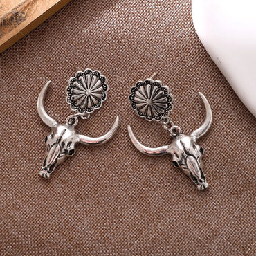 1 Pair Classic Style Cattle Alloy Drop Earrings