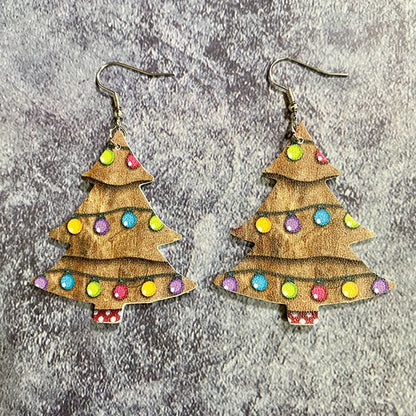 1 Pair Classic Style Christmas Tree Pu Leather Iron Ear Hook