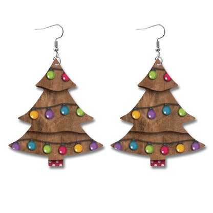 1 Pair Classic Style Christmas Tree Pu Leather Iron Ear Hook