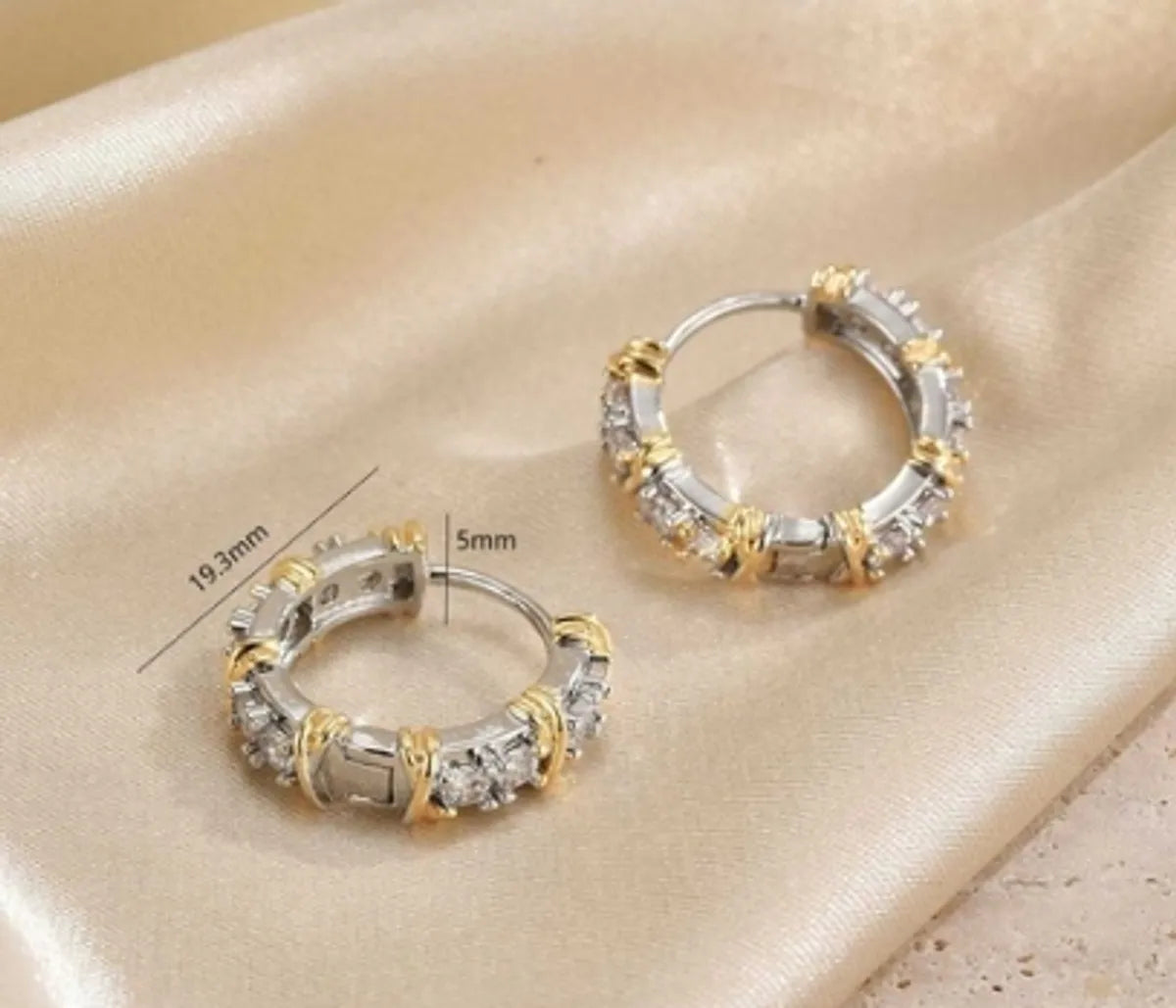 1 Pair Classic Style Circle Plating Inlay Copper Zircon 18k Gold Plated Earrings