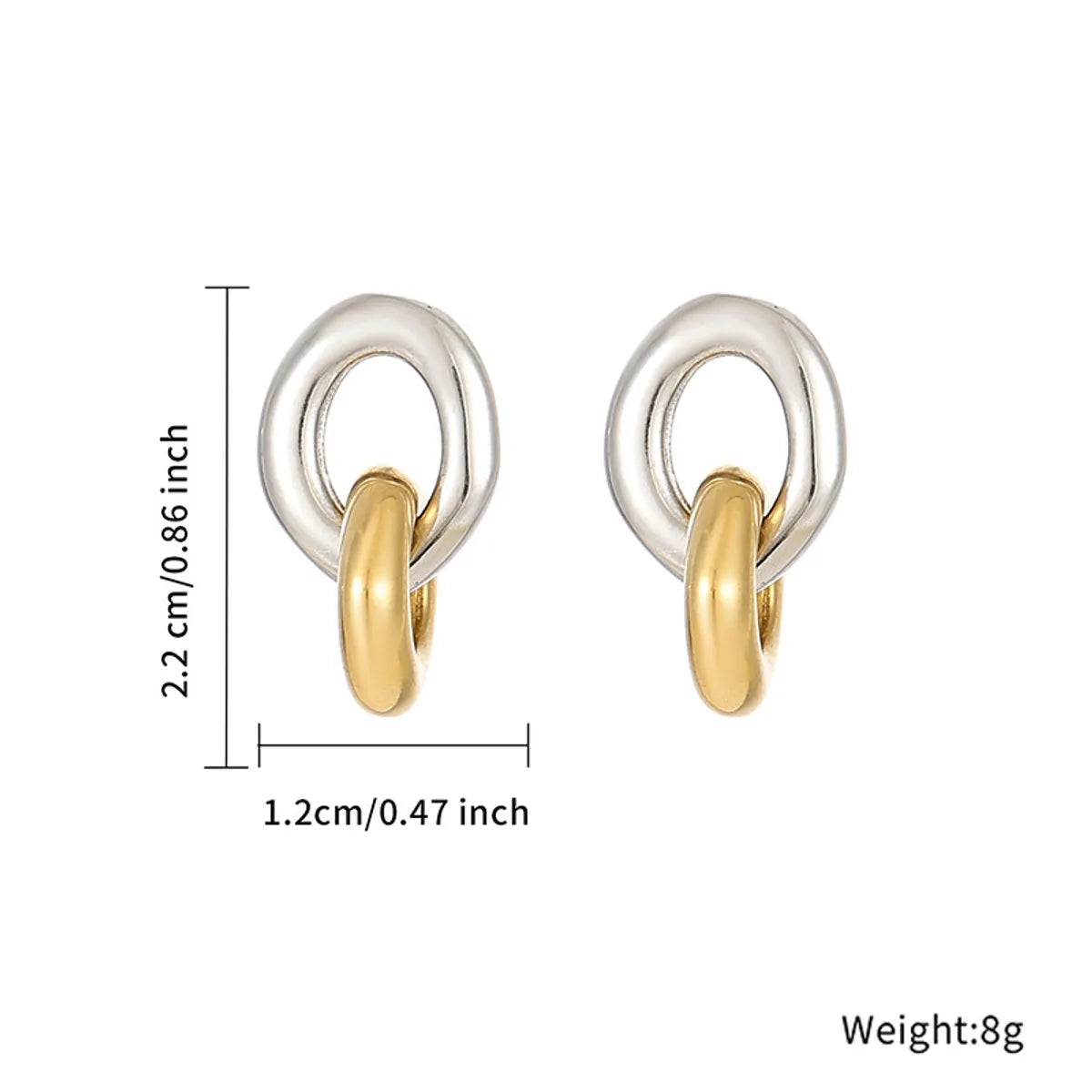 1 Pair Classic Style Circle Plating Stainless Steel Gold Plated Drop Earrings