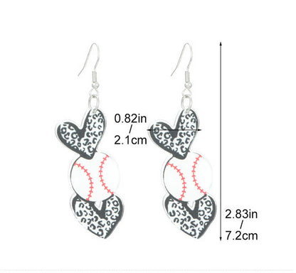 1 Pair Classic Style Color Block Heart Shape Football Plating Arylic Drop Earrings