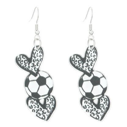 1 Pair Classic Style Color Block Heart Shape Football Plating Arylic Drop Earrings