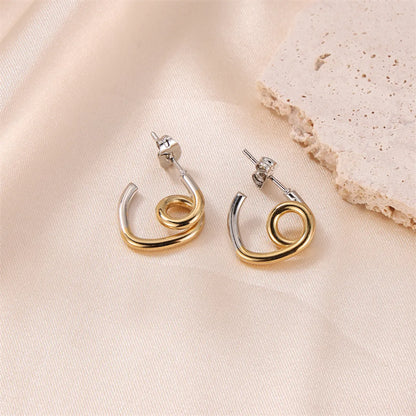 1 Pair Classic Style Commute Geometric Plating Stainless Steel Gold Plated Ear Studs