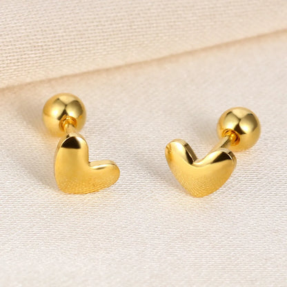 1 Pair Classic Style Commute Heart Shape Sterling Silver Ear Studs