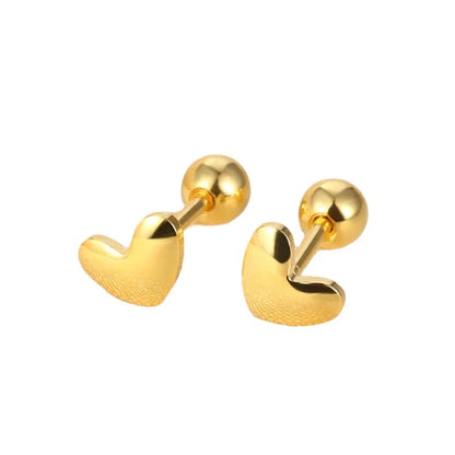 1 Pair Classic Style Commute Heart Shape Sterling Silver Ear Studs