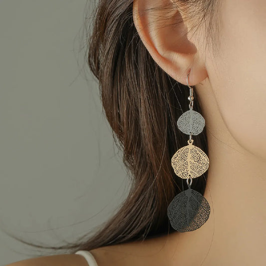 1 Pair Classic Style Commute Leaf Stoving Varnish Iron Drop Earrings