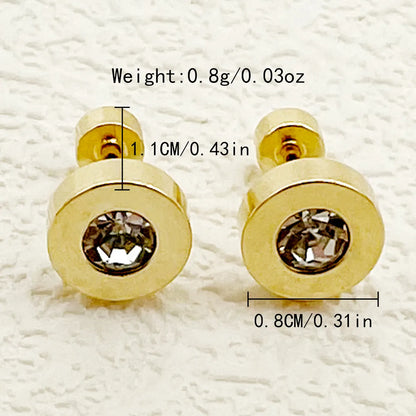 1 Pair Classic Style Commute Round Plating Inlay Stainless Steel Zircon Gold Plated Ear Studs