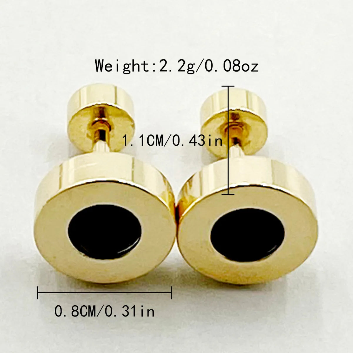 1 Pair Classic Style Commute Round Plating Inlay Stainless Steel Zircon Gold Plated Ear Studs