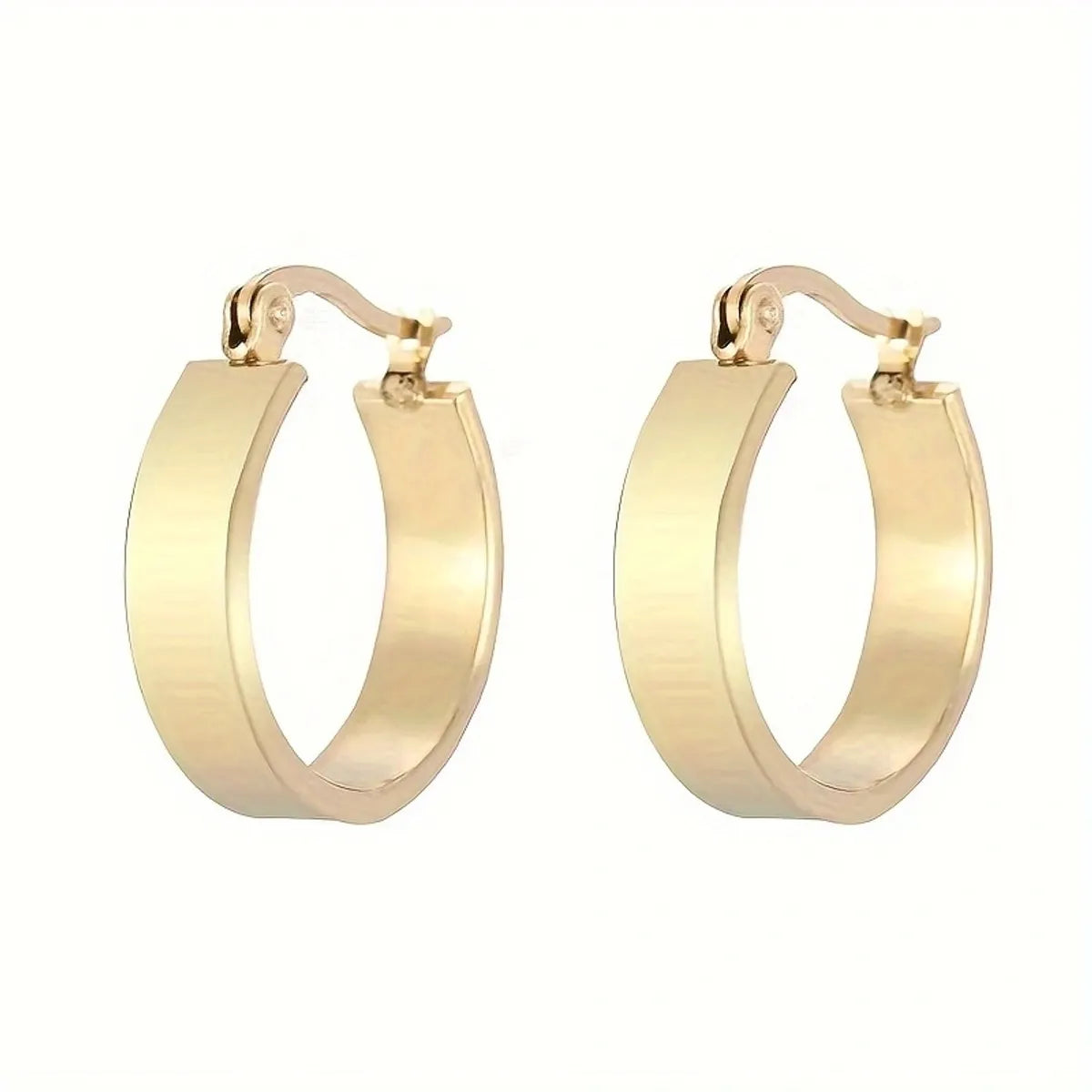 1 Pair Classic Style Commute Round Stainless Steel Gold Plated Earrings